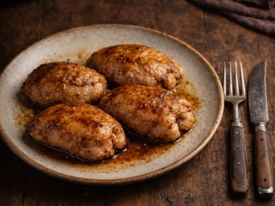Perfect gebakken kipdij filets op een bord