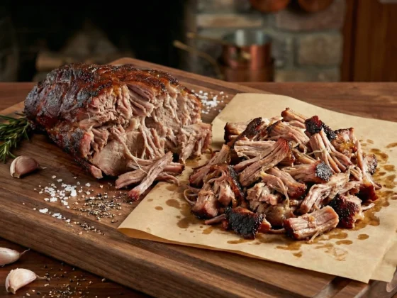 Procureur van de bbq met een mooie smoke ring waarvan pulled pork is gemaakt