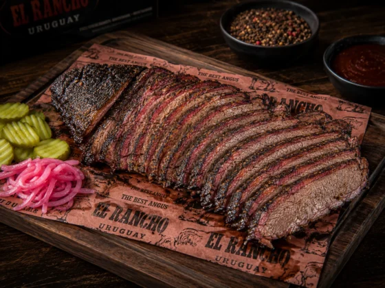 Bereide Black Angus brisket El Rancho Uruguay met smoke ring